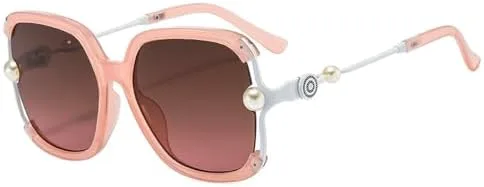 

Солнцезащитные очки в полуободковой оправе 2027 года для женщин, жемчужные, солнцезащитные очки большого размера, защита от УФ-излучения UV400 MTZJH, Pink