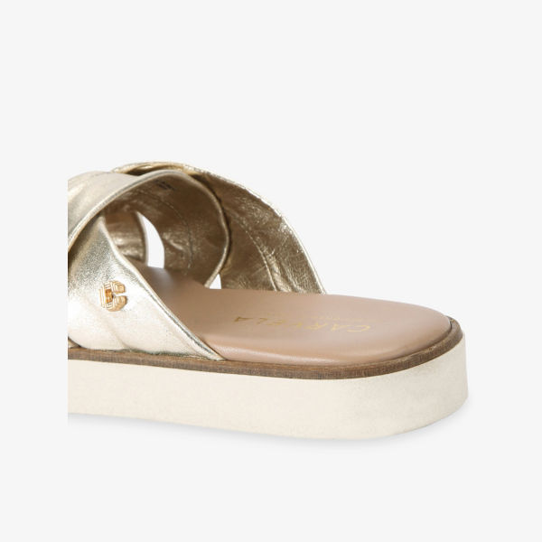 Сандалии кожаные Carvela Comfort Vita с перекрещивающимися ремешками, золотой — фото 4