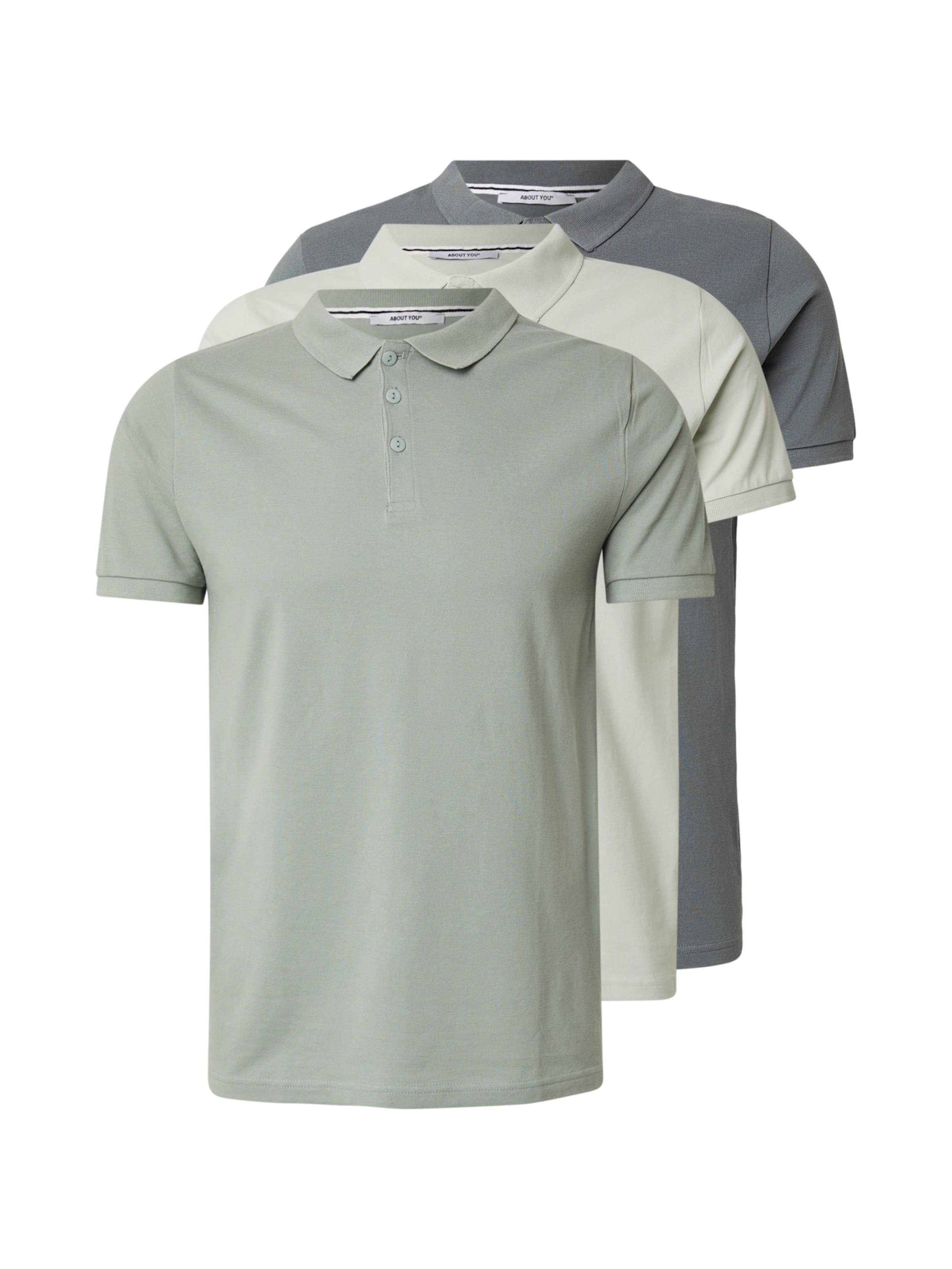 

ABOUT YOU Футболка 'Robin' в сером, хаки и мятном цветах