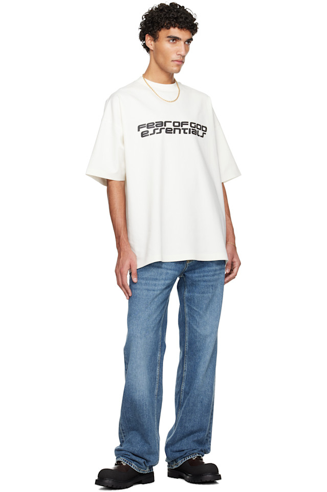 Fear Of God Essentials Праздничная футболка Off-White из ткани понте в стиле 90-х — фото 4