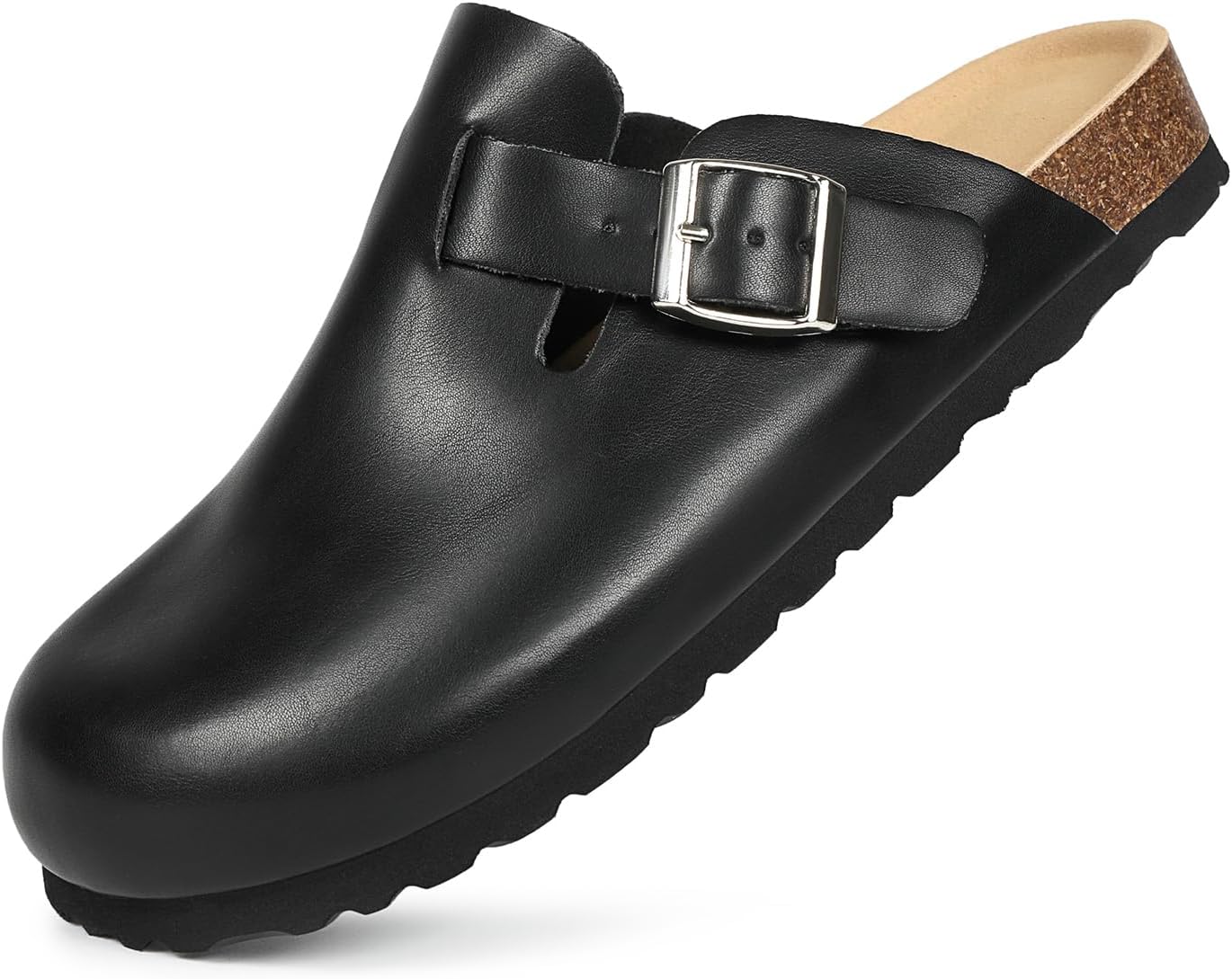 

Сабо Dumalum из замши для женщин и мужчин - удобная пробковая стелька с поддержкой свода стопы - регулируемые мюли с пряжкой, сандалии без задника, унисекс, домашние тапочки, черный