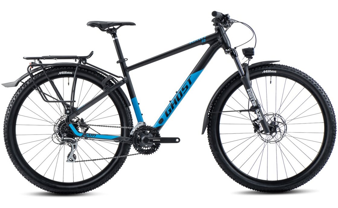 

Треккинговый велосипед Ghost Kato EQ 27.5 AL - 27,5 дюймов - Diamant - 2025, цвет Schwarz|black/bright blue - matt
