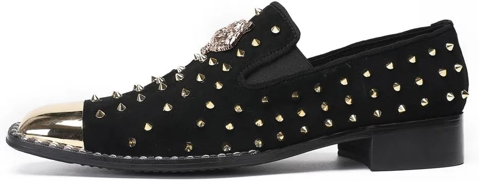 Лоферы с шипами, замшевые, модель Penny Loafers, черный Dacnakby — фото 2