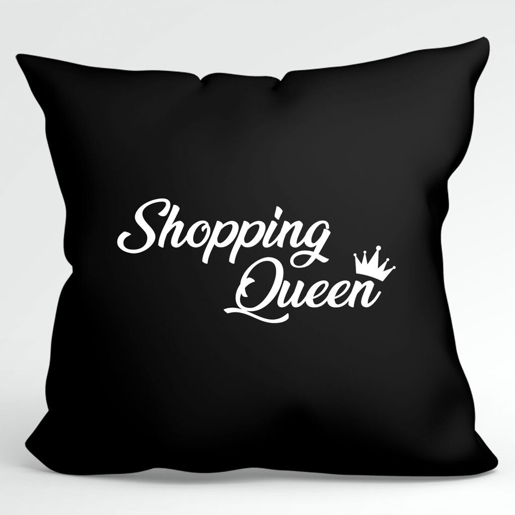 

УРАА! Подушка Shopping Queen Crown Декоративная наволочка без наполнения 40х40см Черная с надписью Hellweg Druckerei