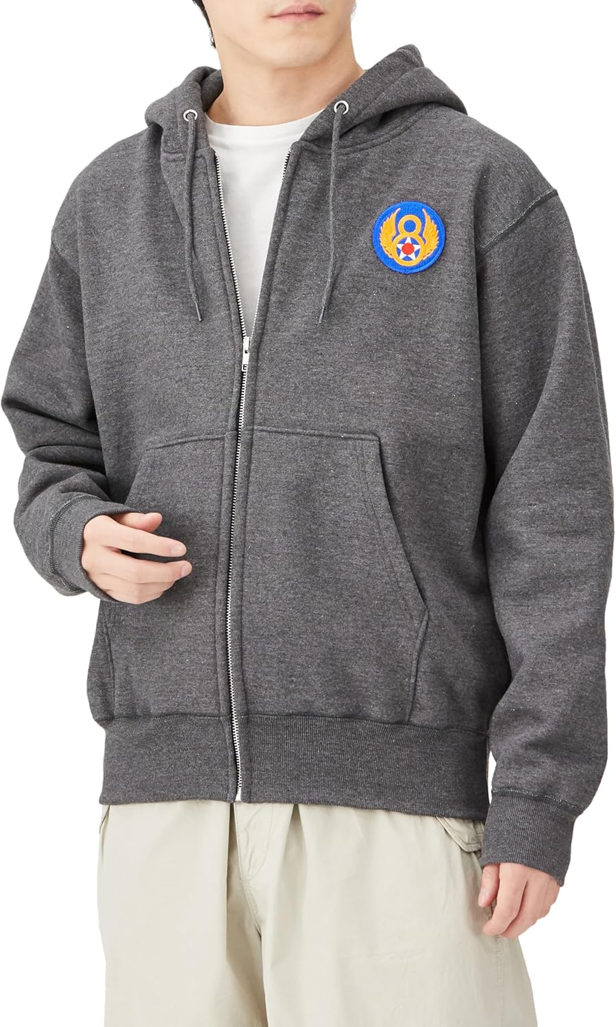 

Толстовка с капюшоном в стиле F, нашивка с гербом армии США, флисовая подкладка, толстовка на молнии, цвет угольно-серый F-Style