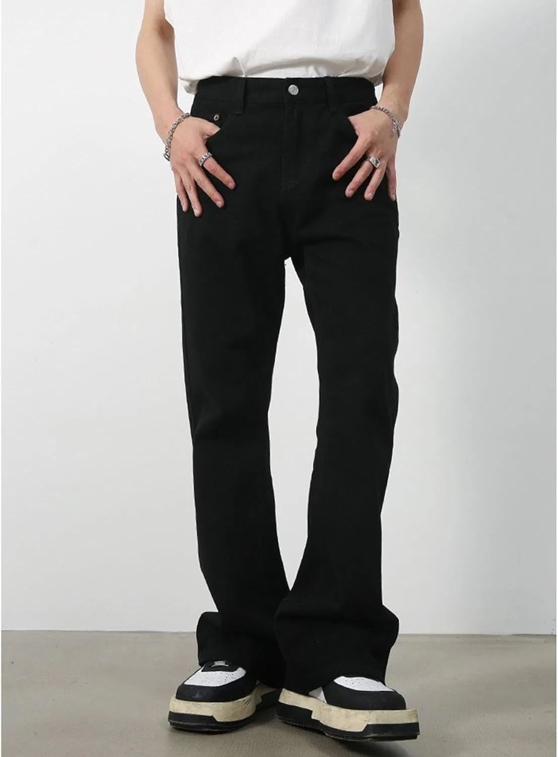 Джинсы клеш, черные, Comfort Fit — фото 3