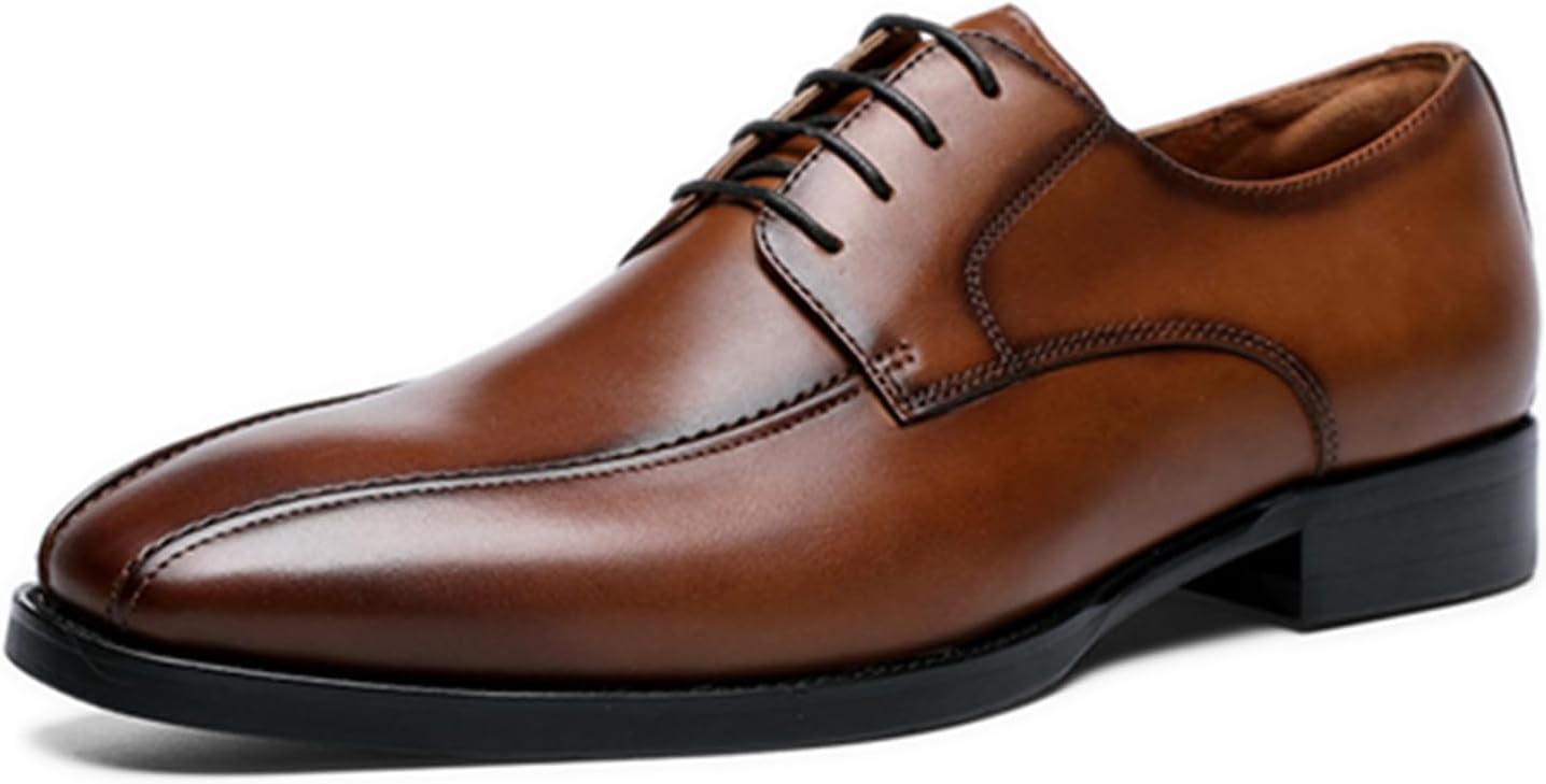 

Мужские классические туфли для делового стиля Оксфорды с простым носком, шнуровкой и дерби с удобным мягким задником Abborora, коричневый