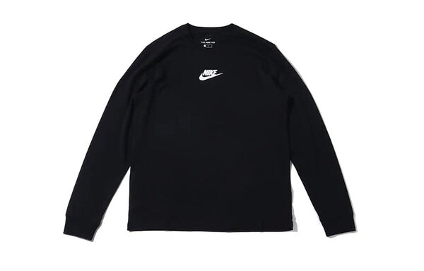 Футболка letter print casual collar long sleeve male black Nike, черный — фото 2