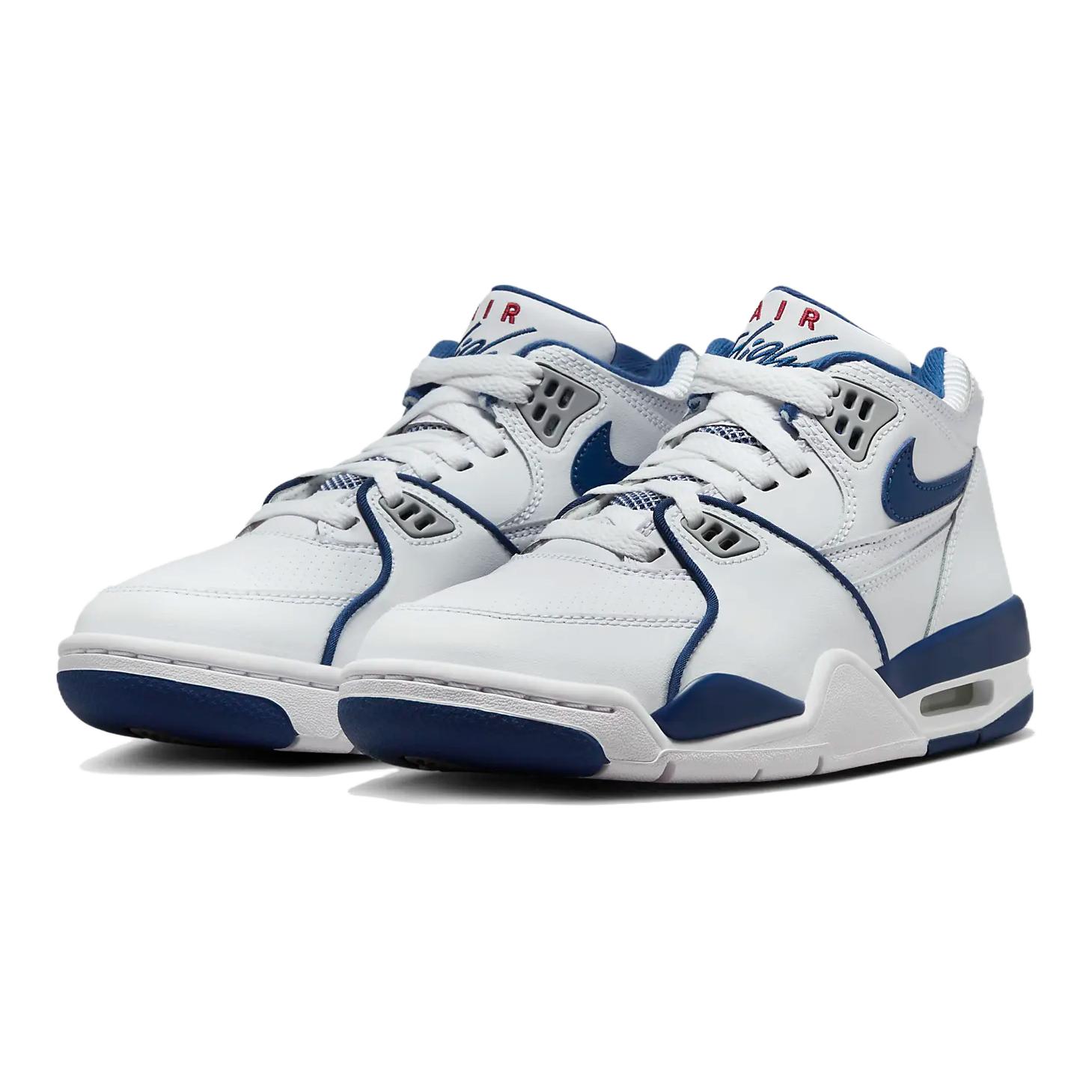 Nike Air Flight 89 Амортизаторы Mid Top Детские Повседневные Кроссовки Белый Синий, Белый Тёмный Королевский Синий — фото 3