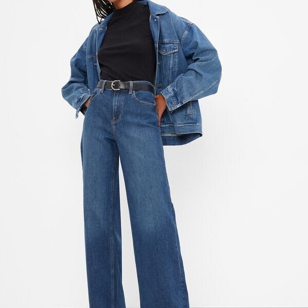 

Джинсы wide-leg с высокой талией Gap, синий