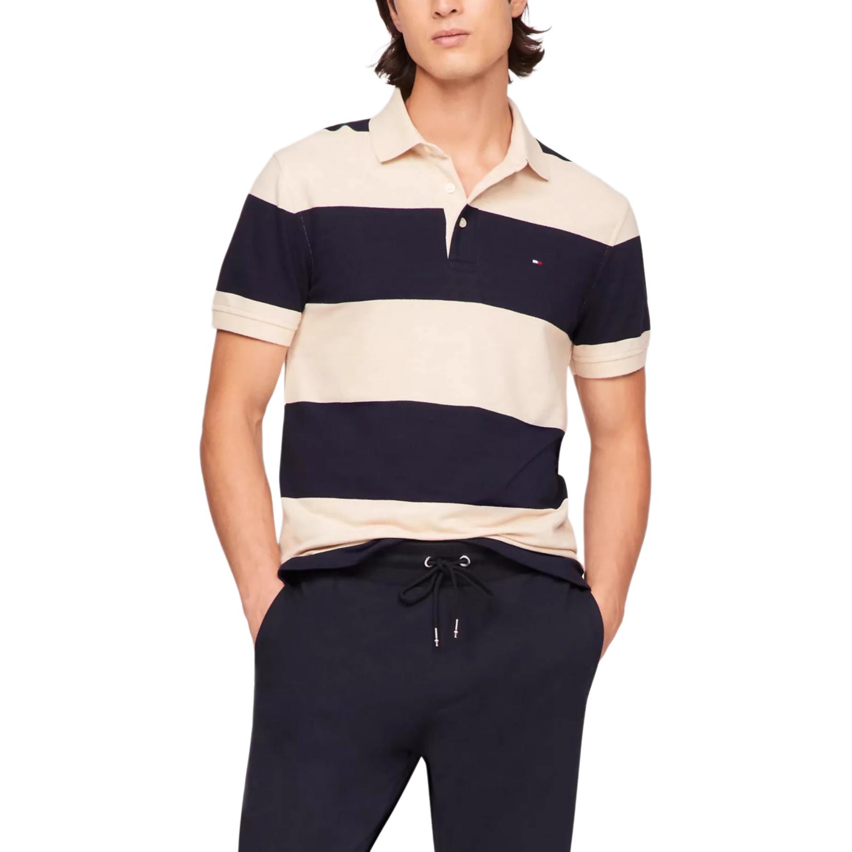 

Tommy Hilfiger Поло мужское в полоску khaki navy blue, Синий, Tommy Hilfiger Поло мужское в полоску khaki navy blue