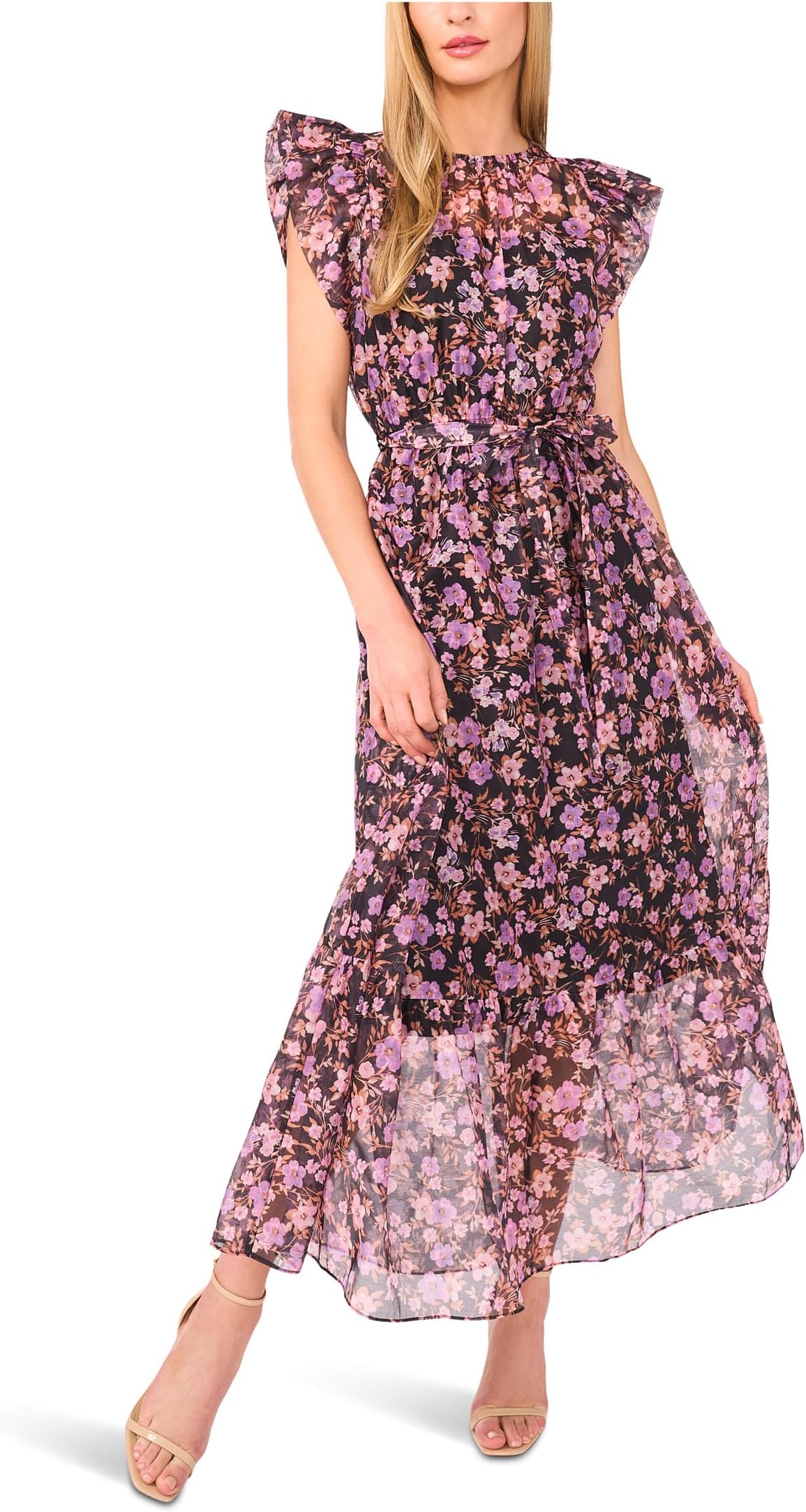 

Платье CeCe High Neck Flutter Sleeve Maxi Dress, цвет Rich Black