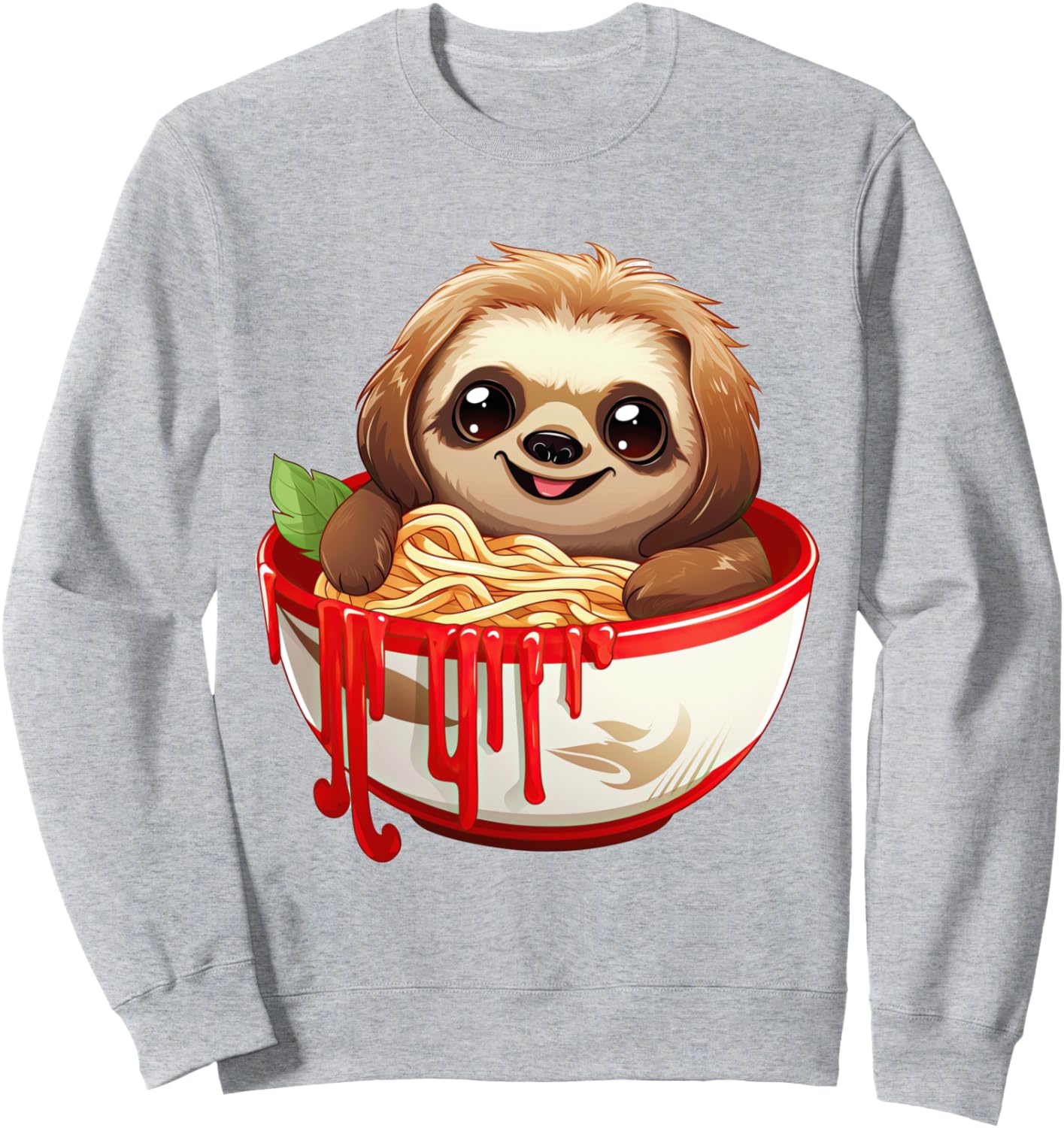 

Рамен с ленивцем, японское аниме, кавай, отаку, лапша, толстовка Japanese Ramen Eating Animal Design, серый