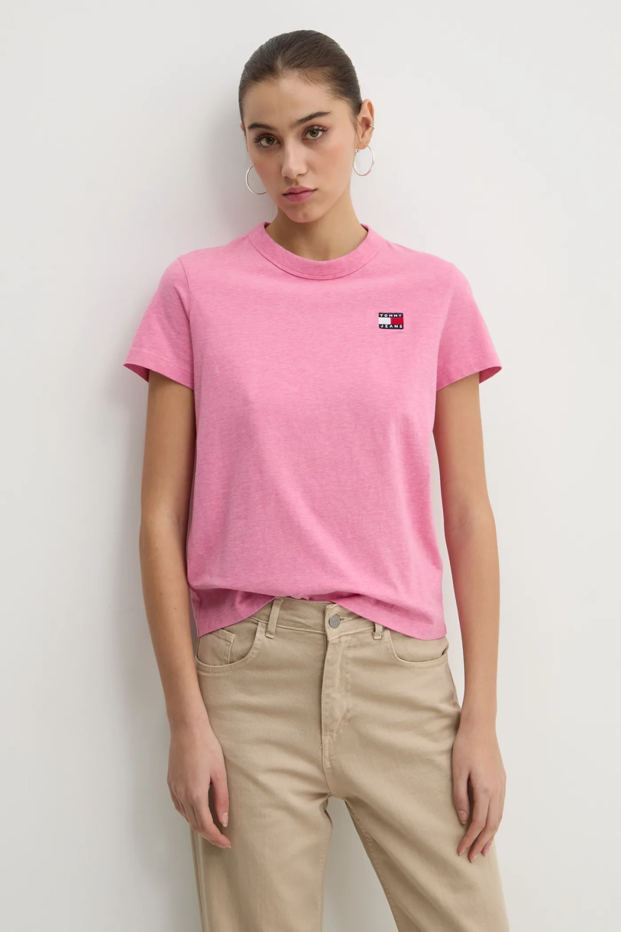

Хлопковая футболка Tommy Jeans, розовый
