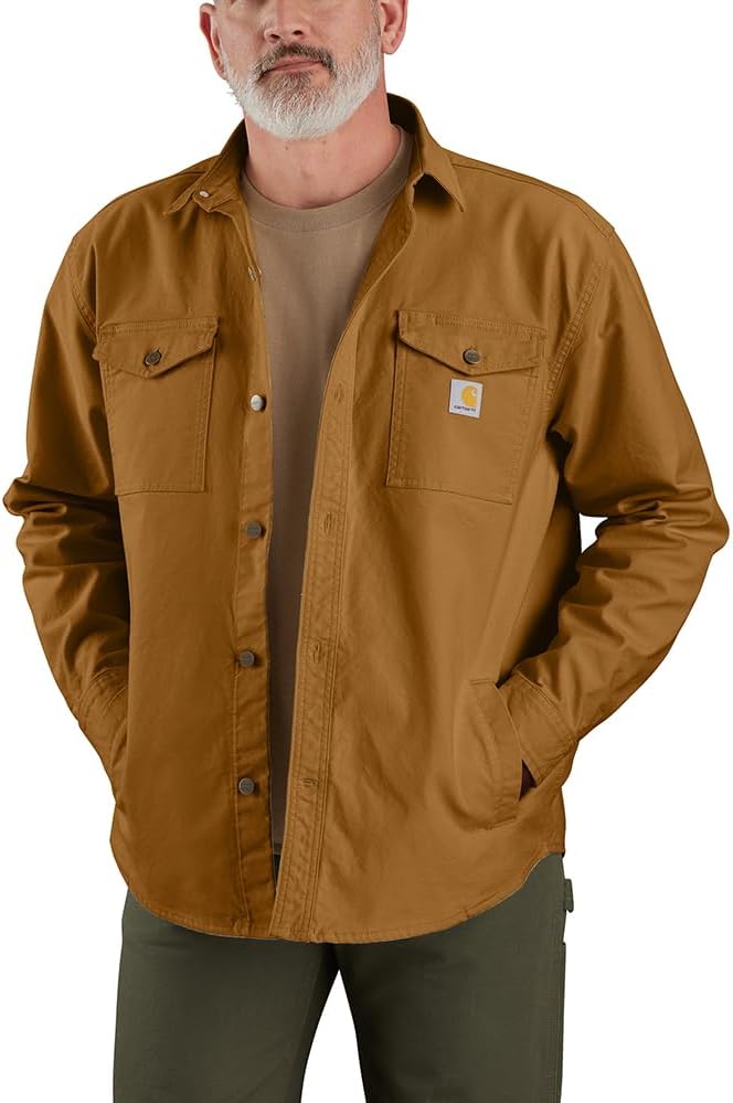 

Carhartt мужская 106384 Montana Rugged Flex свободного покроя плотная рубашка из утиной ткани, Carhartt Brown