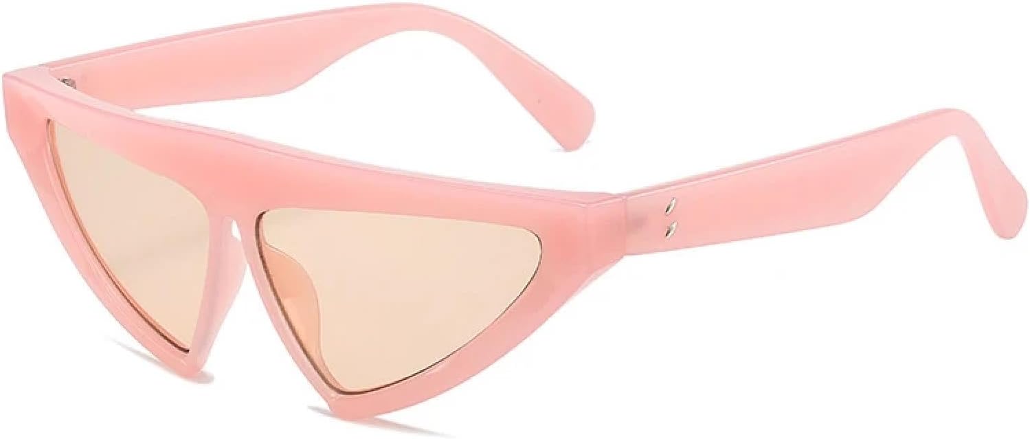 

Винтажные солнцезащитные очки «кошачий глаз» треугольной формы для женщин, модные розовые очки-желе, защита от УФ-излучения UV400, мужские солнцезащитные очки с заклепками WNCKSQ, Jelly Pink Champagne