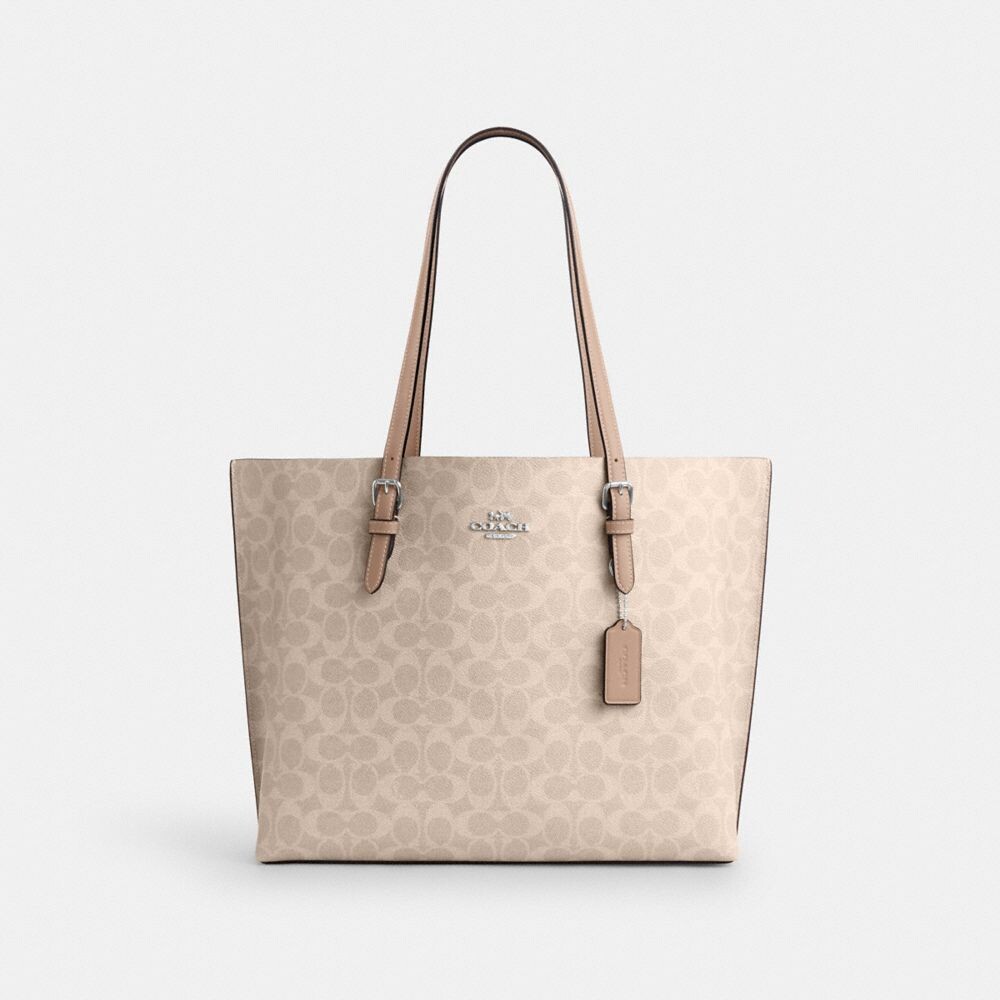 

Сумка-тоут Mollie COACH, серебряный/песочный/серо-коричневый