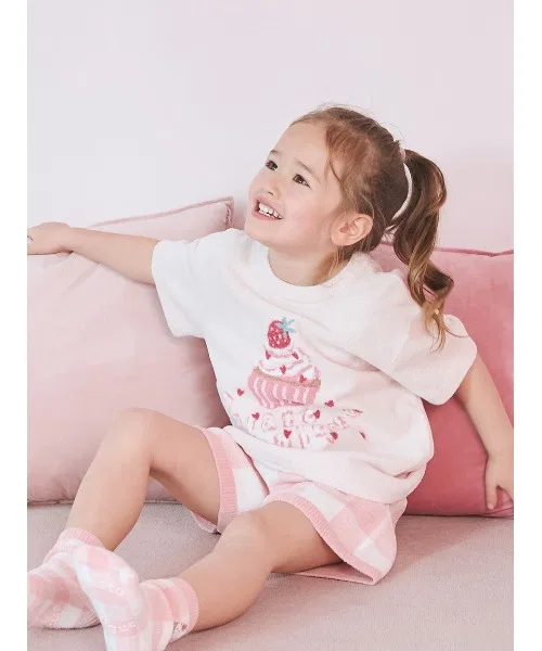 Детский пуловер Airy Moco с жаккардовым узором, GELATO PIQUE, полуобъемный, розовый