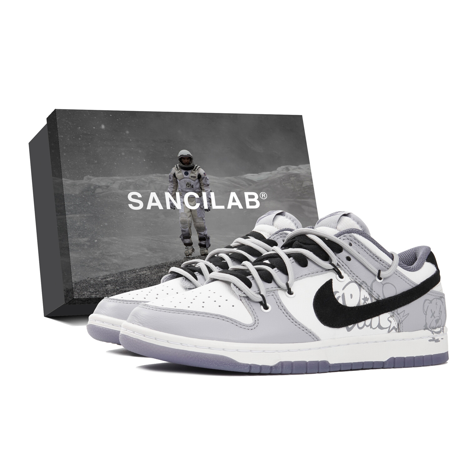 

Кроссовки Nike Dunk Skateboarding Shoes Men Low-top White/Gray, белый