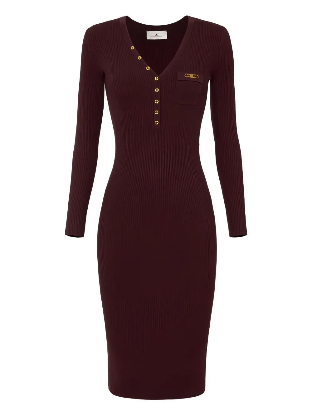 

Платье миди в рубчик с нагрудным карманом Elisabetta Franchi, красный