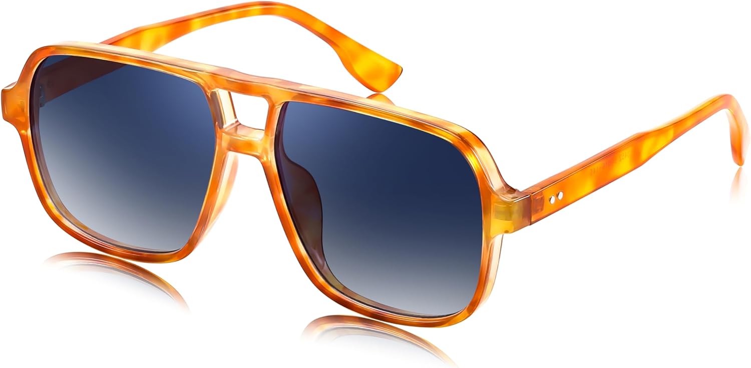 

Солнцезащитные очки FEISEDY в стиле ретро, ​​квадратные, авиаторские, для женщин и мужчин, винтажные, 70-е годы, модные, в пластиковой оправе, артикул B4158, Orange Frame/Gradual Blue Lens