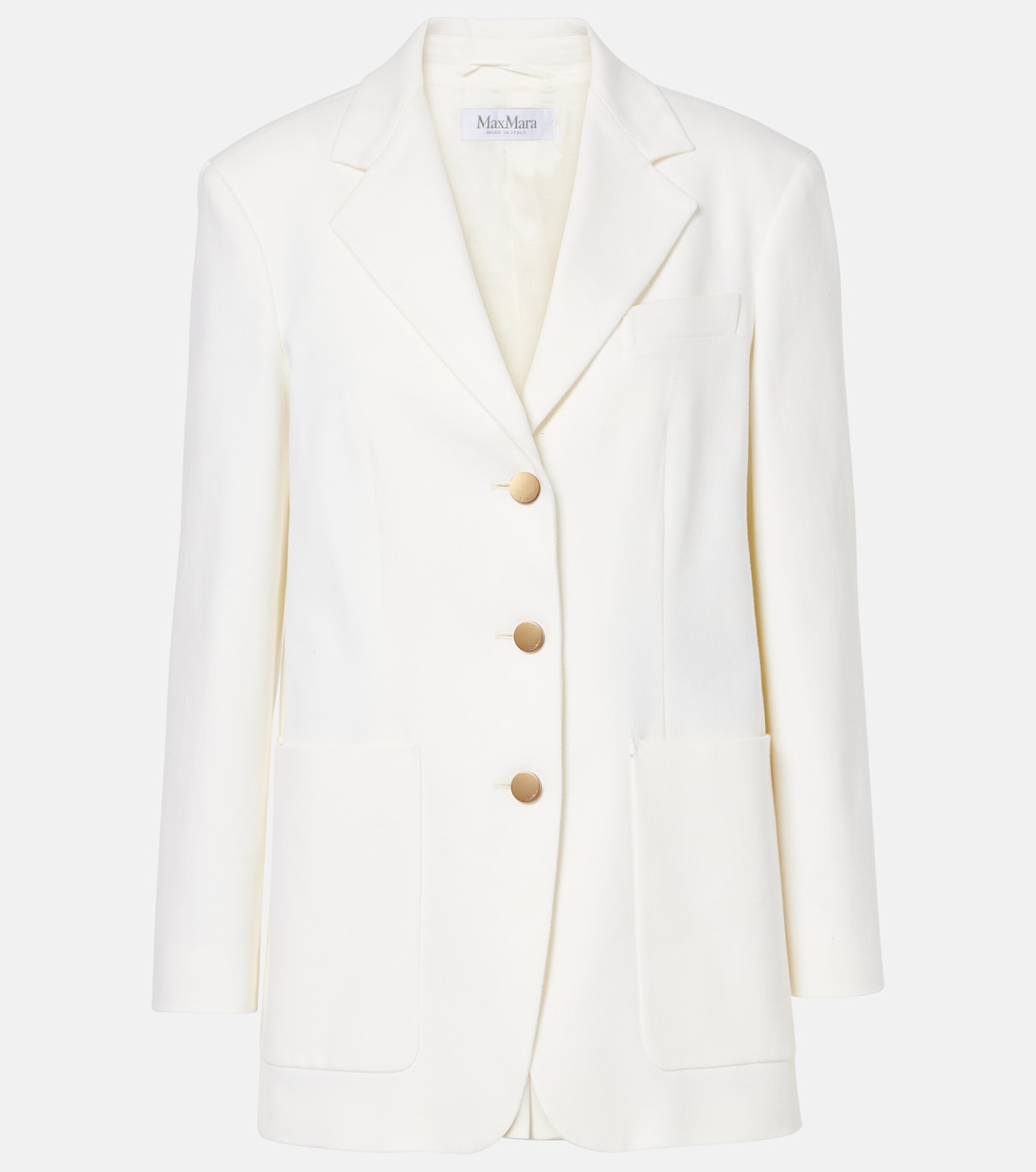 

Однобортная хлопковая куртка для строевой подготовки Max Mara, Bianco