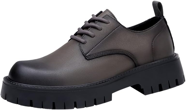 

Мужские кожаные кроссовки на шнуровке с платформой, зимние плюшевые хлопковые ботинки, противоскользящие оксфорды для комфортной ходьбы Elshtide, серый