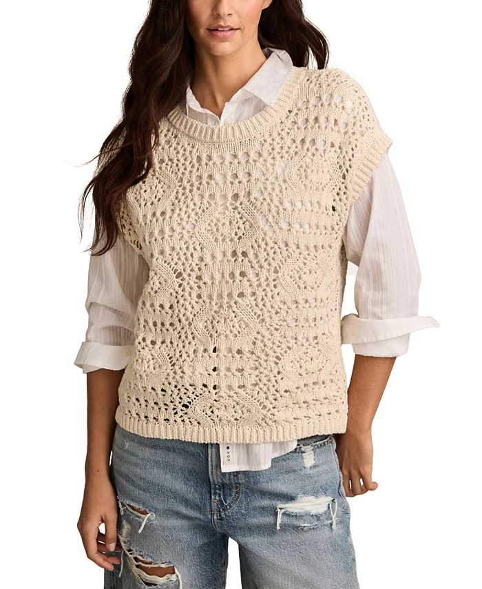 

Вязаный жилет крючком Lucky Brand, коричневый