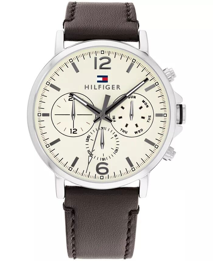 

Мужские часы из темно-коричневой кожи 44 мм Tommy Hilfiger