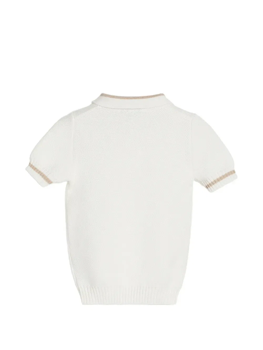 Детское поло Bernie из хлопка с фактурной вязкой Brunello Cucinelli Kids, бежевый — фото 3