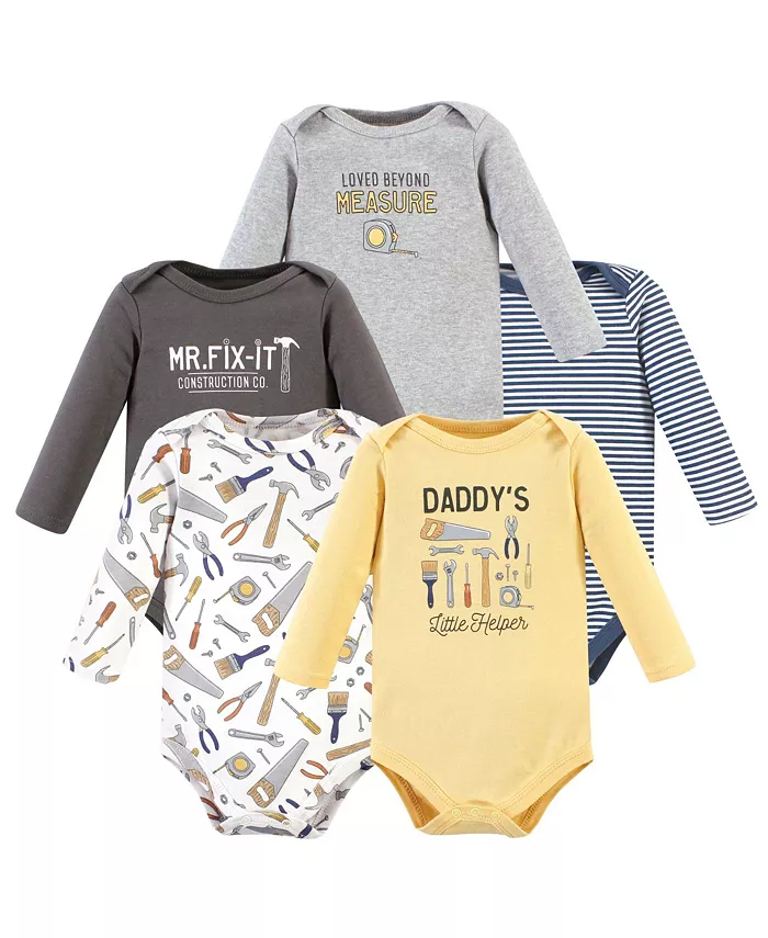 

Коллекция из пяти хлопковых боди с длинными рукавами для мальчиков Hudson Hudson Baby, синий