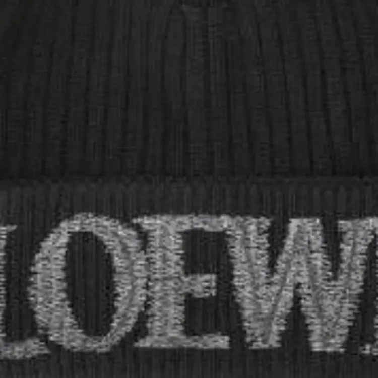 LOEWE Вышитая логотипом ребристая вязаная шапка, Black — фото 4