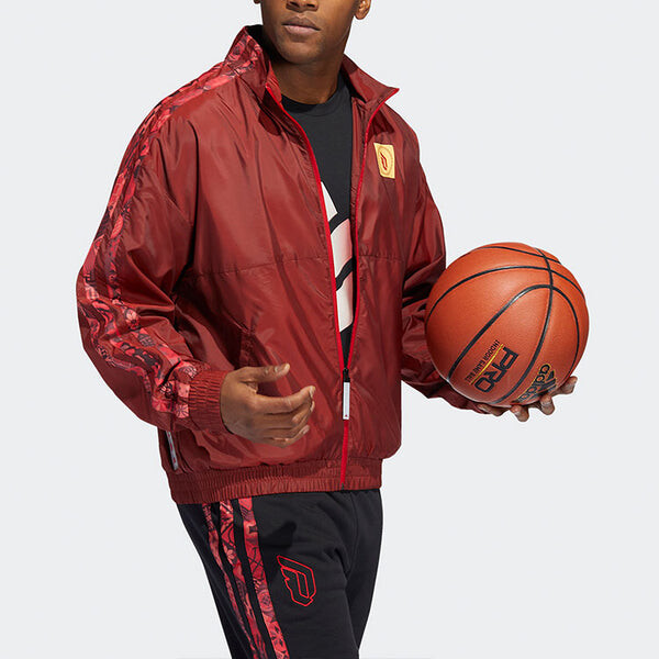 Куртка Men's adidas CNY Logo Basketball Sports Jacket Red, красный — фото 2