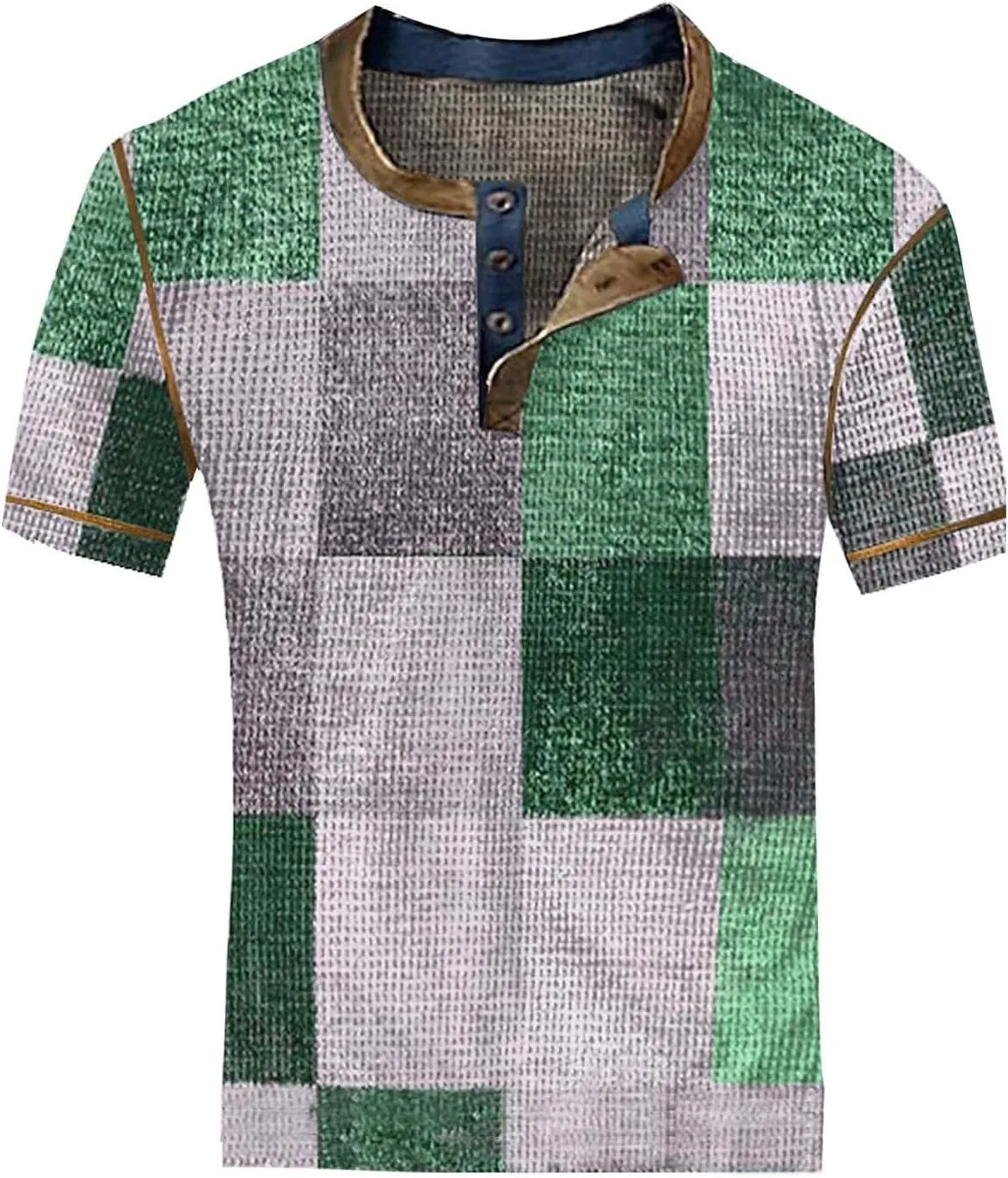 

Футболка-поло Waffle для мужчин, клетчатая, с коротким рукавом, Plus Size