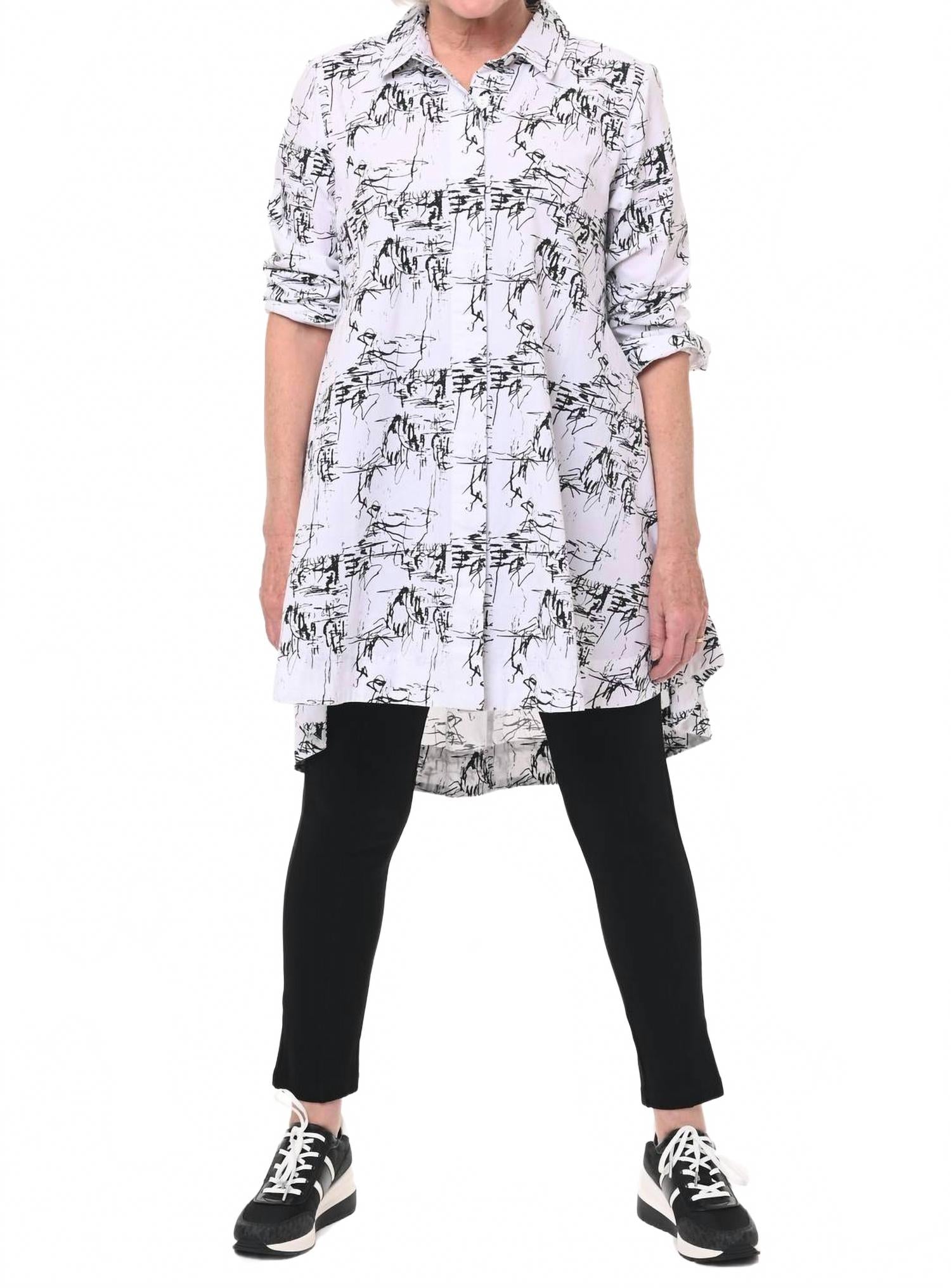 

Ньюпорт Длинная застегивающаяся рубашка с белым узором Tulip Clothing