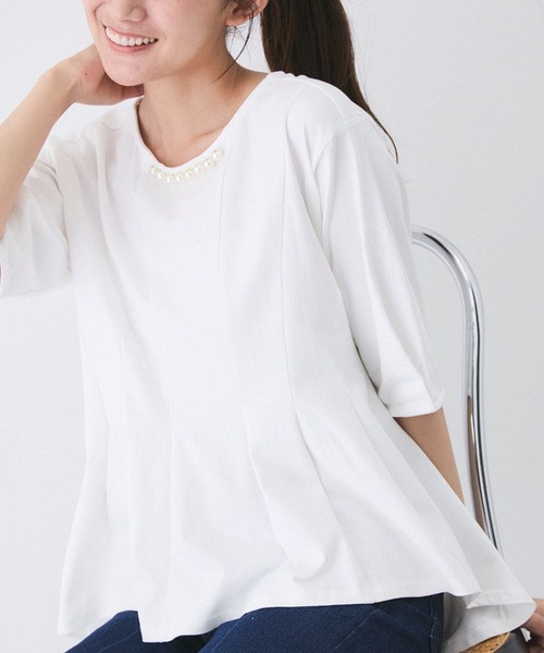 

Топ с баской и декором из жемчуга Jayro, белый