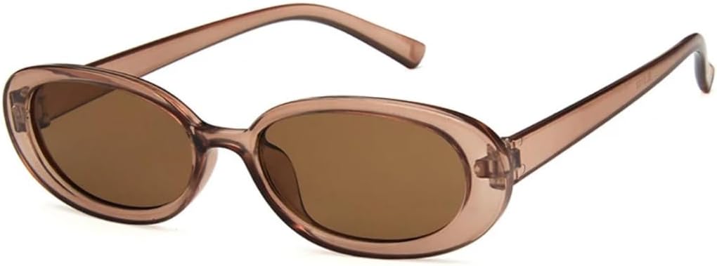 

Солнцезащитные очки с защитой UV400 | Овальные маленькие линзы конфетного цвета | Для женщин и мужчин, для занятий спортом на открытом воздухе и вождения DSVIGF, Champagne Brown