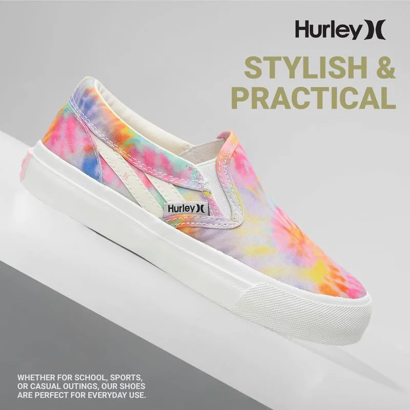 Детские слипоны Hurley из холщовой ткани для скейтбординга для мальчиков и девочек - легкие низкие кроссовки для скейтбординга для детей — фото 3