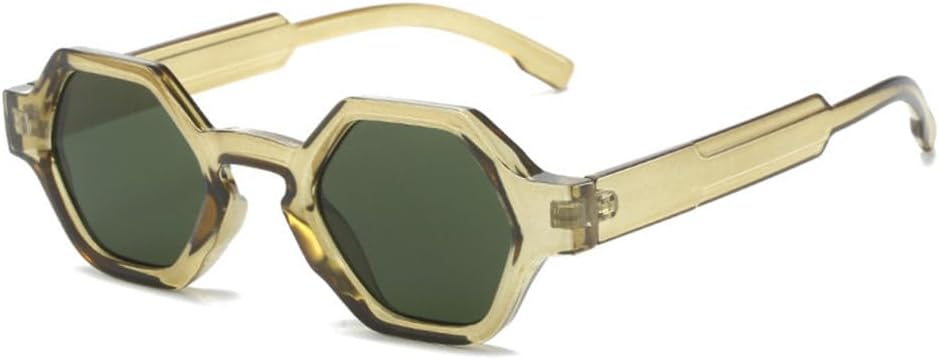 

LVTFCO Polygon Женские модные солнцезащитные очки с прозрачными линзами Ocean Lens UV400 Модные мужские уникальные ретро-солнцезащитные очки желто-фиолетового цвета, Green Dark Green