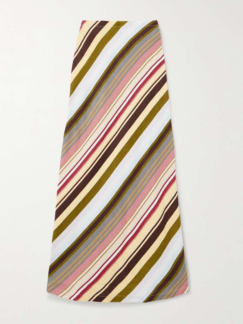 

Юбка миди из льна в полоску Elise Faithfull, зеленый