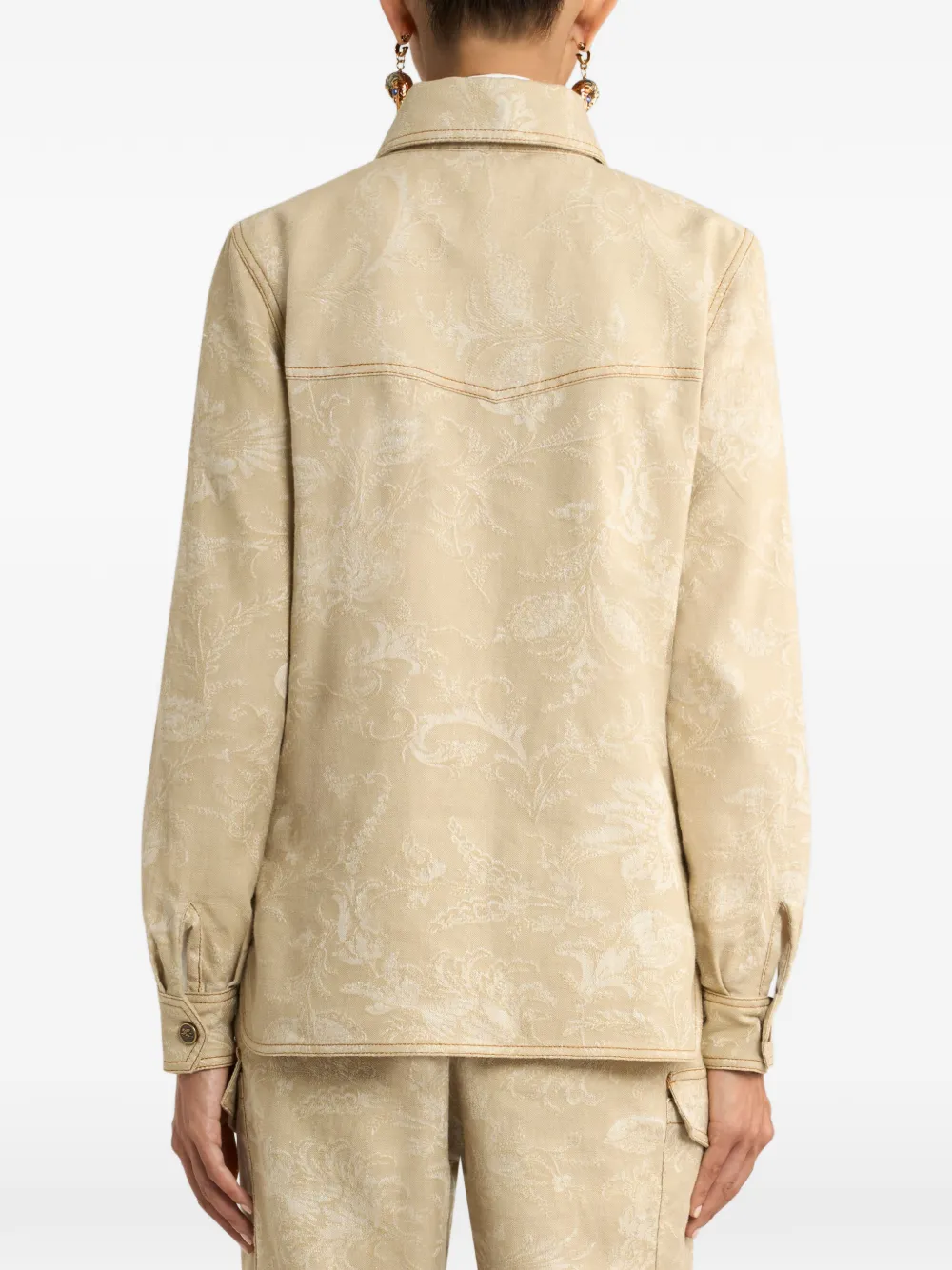 Джинсовая куртка с цветочным узором Etro, бежевый — фото 4