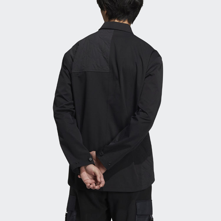 Рубашка Men's adidas originals CNY Limited Solid Color Buckle Lapel Long Sleeves Black Shirt — фото 3