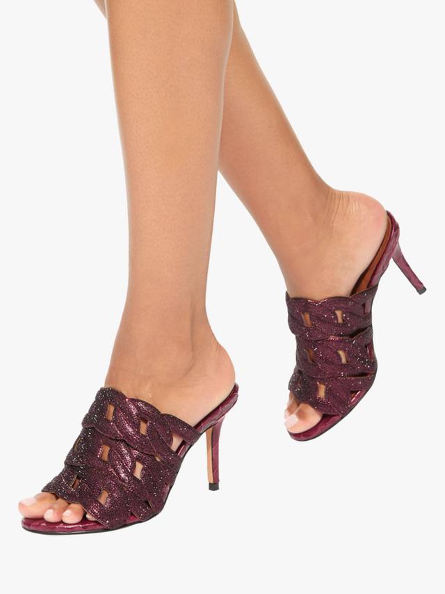 Кристальные мюлы-сабо на шпильке с цепочкой Kurt Geiger London, Wine — фото 2