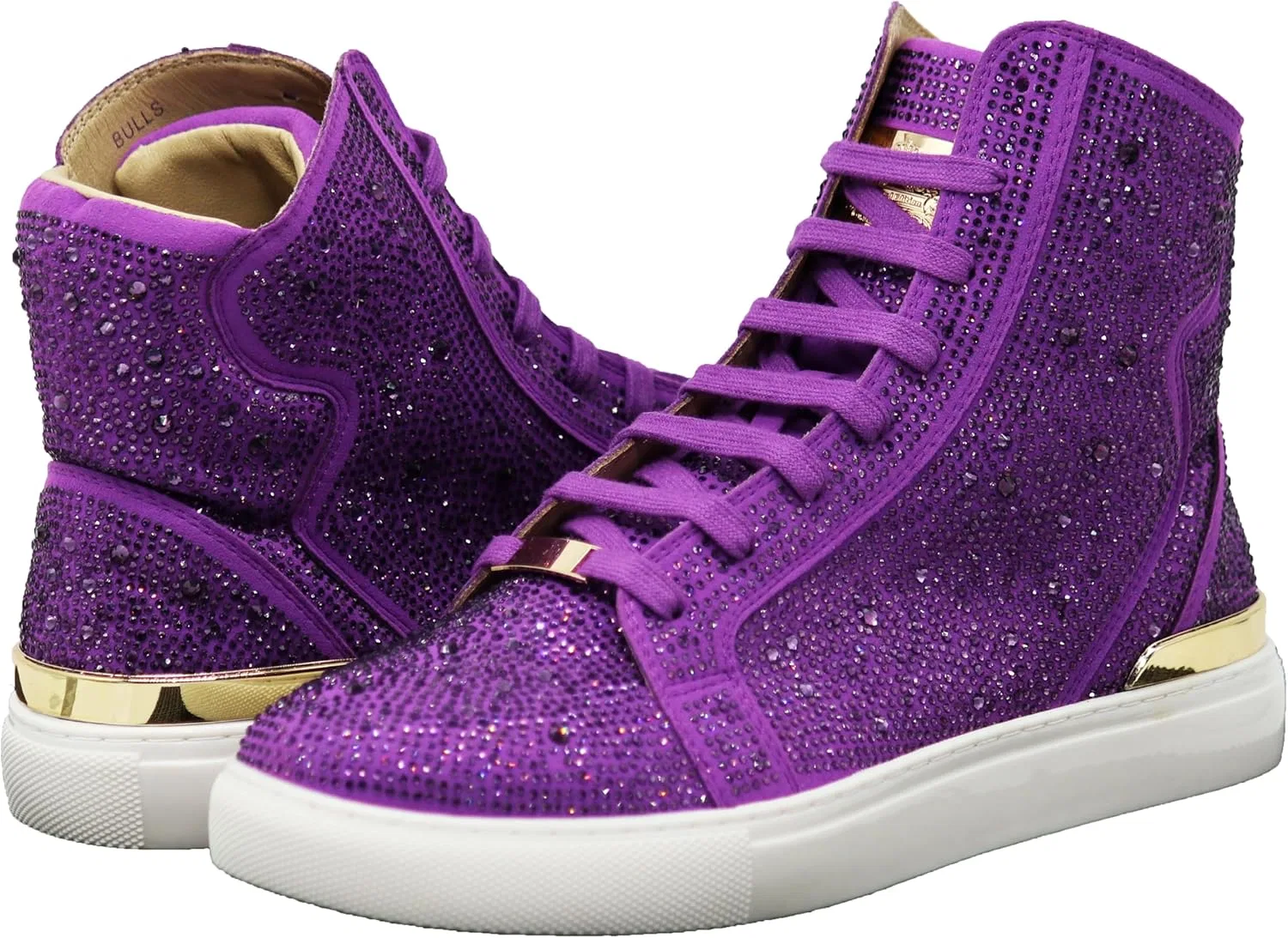 Мужские высокие кроссовки Enzo Romeo с кристальным блеском и стразами, Purple