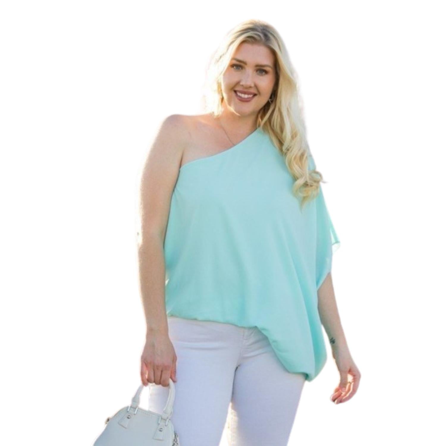 

Топ Unbalance на одно плечо с длинным рукавом FASHNZFAB, цвет mint
