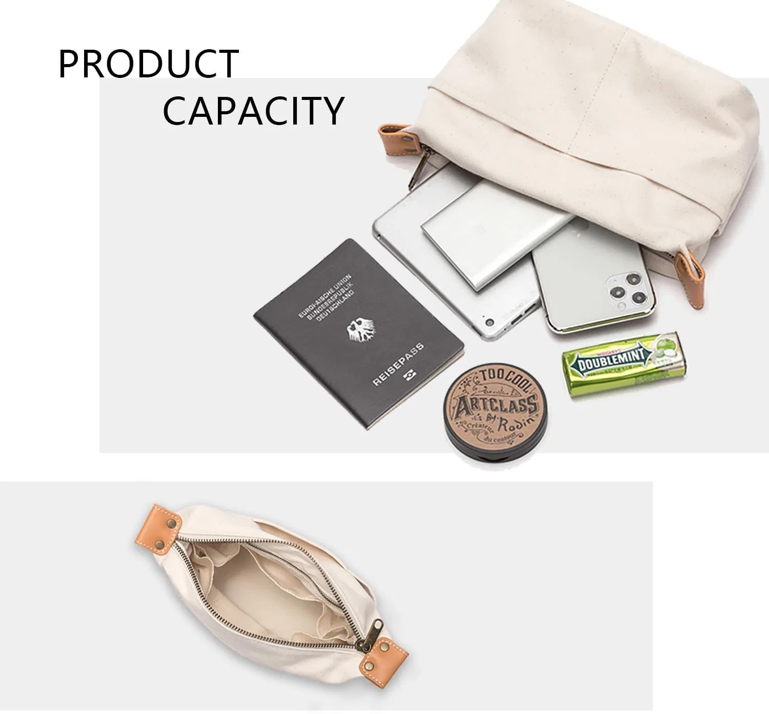 Органайзер для сумок и косметичка Insert Storage Bag, бежевый, размер S Yonben, Beige/Canvas — фото 4