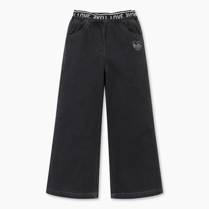 Детские брюки-клеш с жемчужным поясом угольные от Benetton Kids