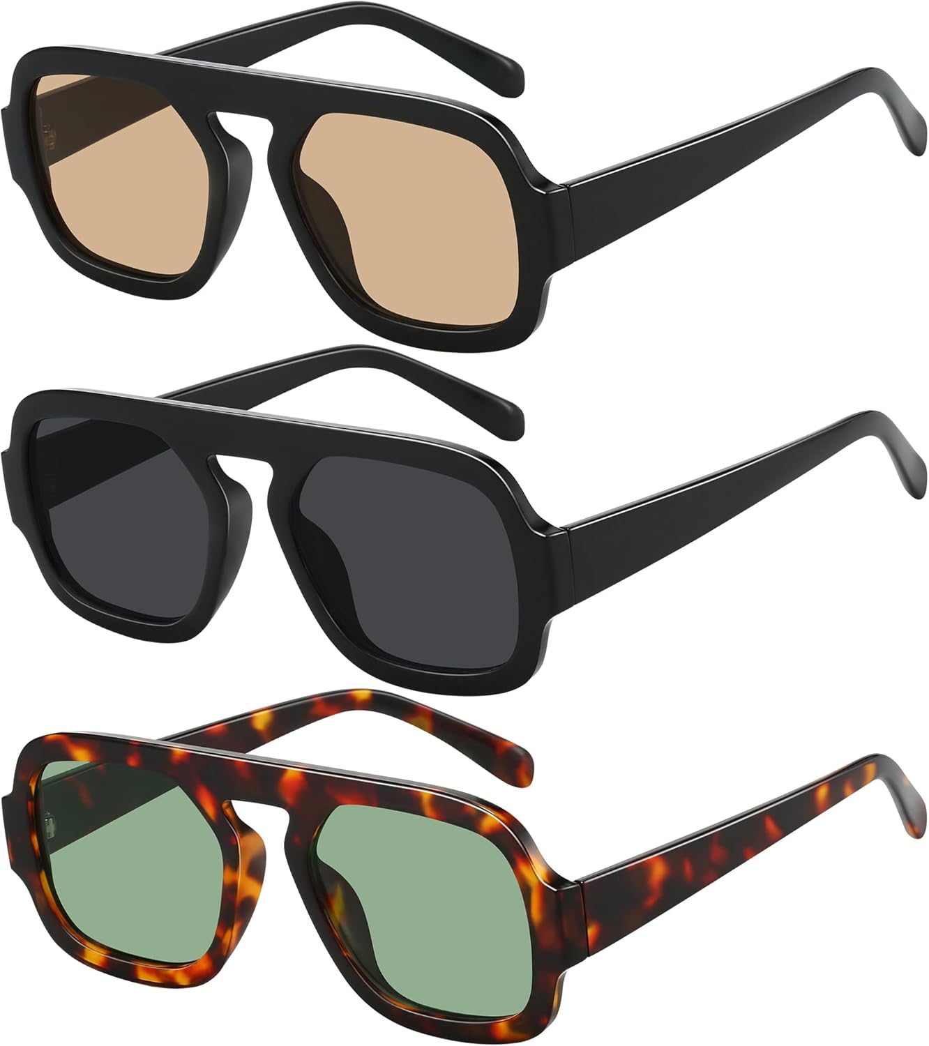 

Квадратные солнцезащитные очки-авиаторы для женщин и мужчин - модные солнцезащитные очки с защитой от УФ-излучения, легкие и удобные Jectieey, A05-black/Grey&black/Light Brown&tortoise/G15