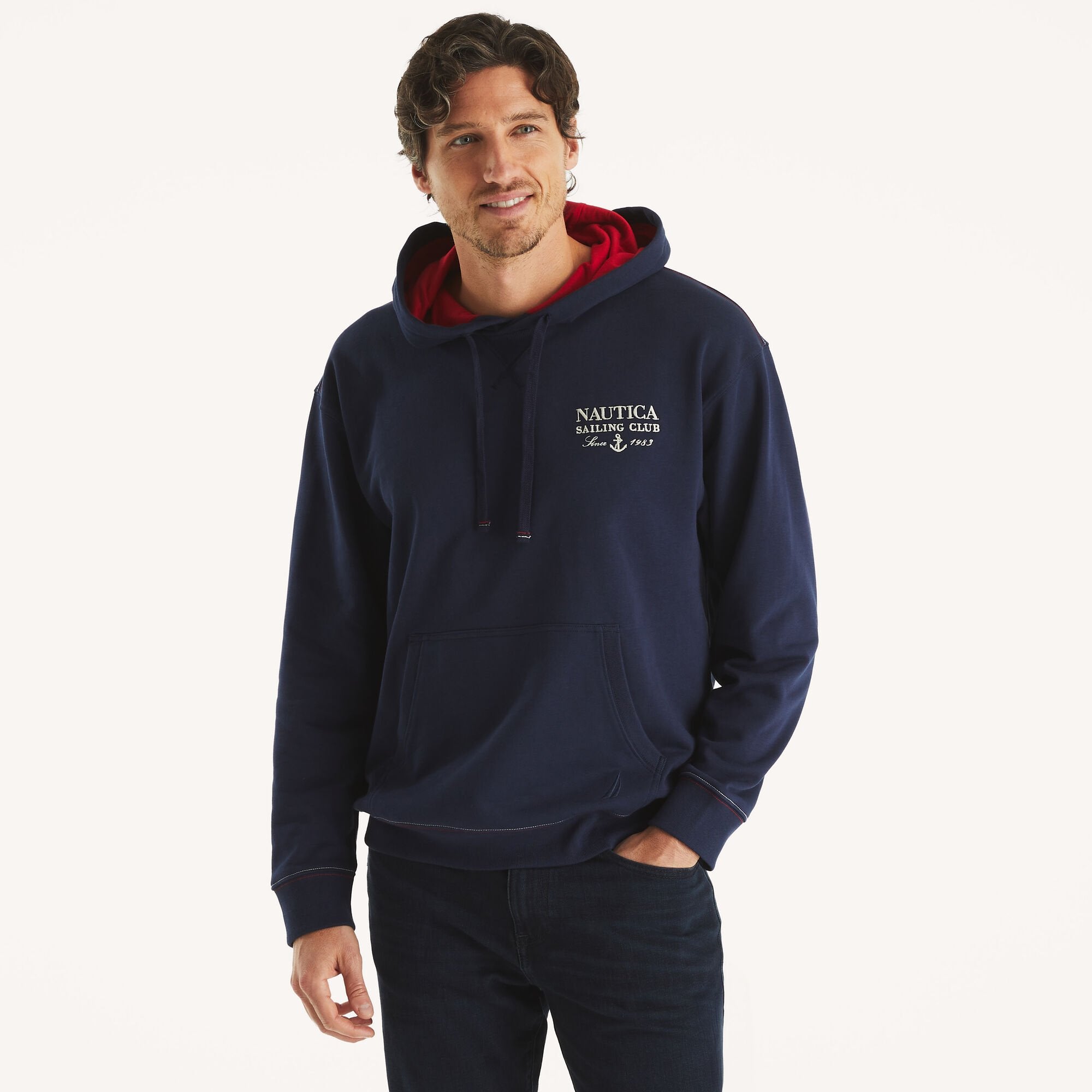 

Толстовка с капюшоном и графическим логотипом Nautica Mens, цвет navy seas