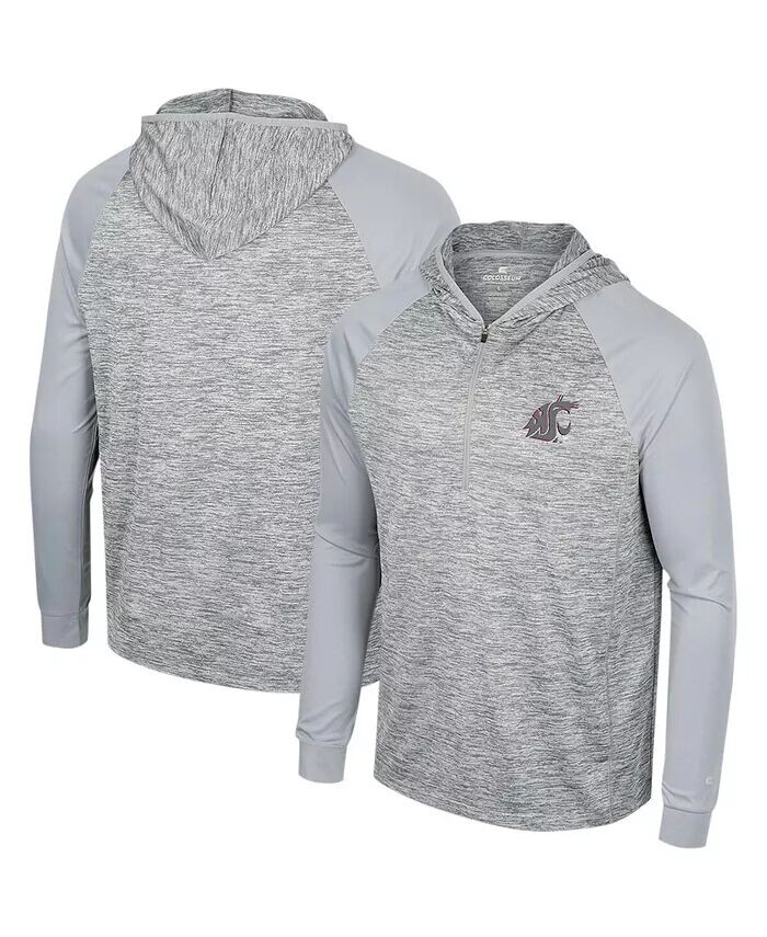 

Мужская серая толстовка Washington State Cougars Cybernetic Raglan с капюшоном и застежкой-молнией на четверть длины Colosseum